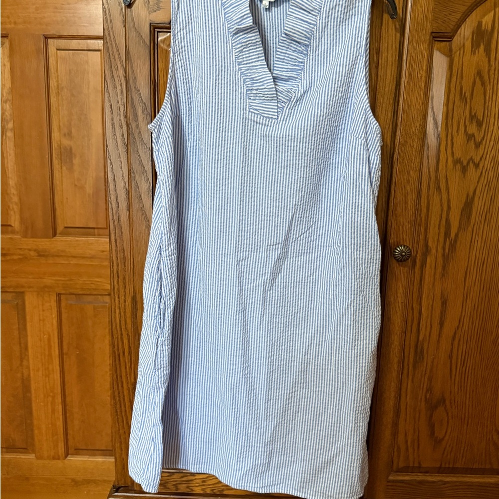 Blue Striped Sleeveless Dress